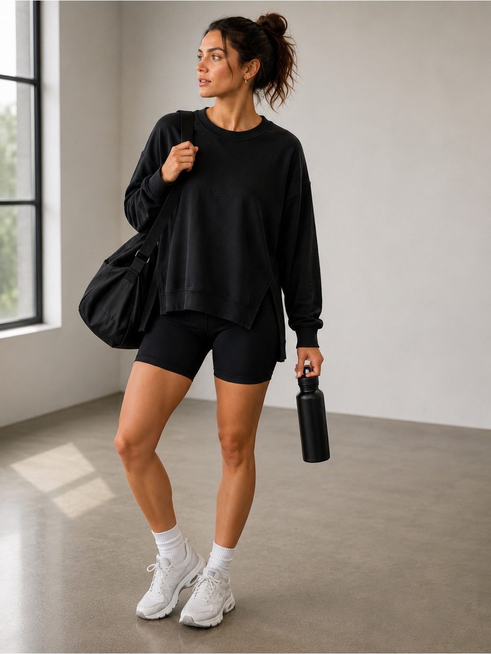 Sweaty Betty Black Oversized Longline Lounge Sweatshirt Size US 8